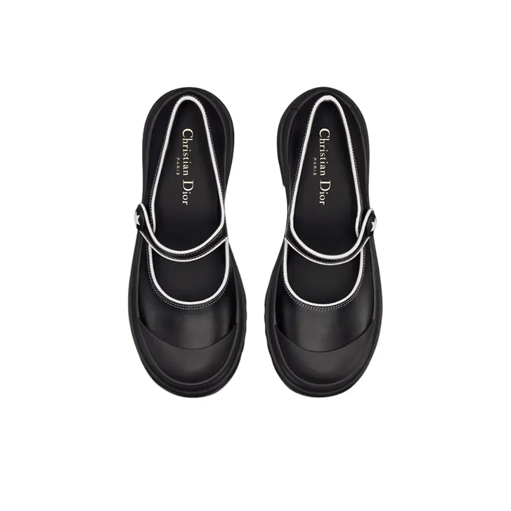 DIOR D Doll Chunky Heel Mary Jane Shoes Women's Black-4