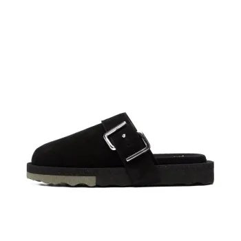 OFF WHITE Sponge Buckle Slippers Black Khaki