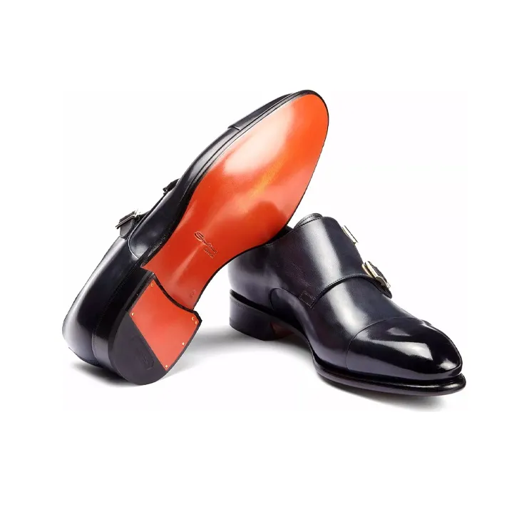 Santoni Buckle Detailed Slip On Monk Shoes-4