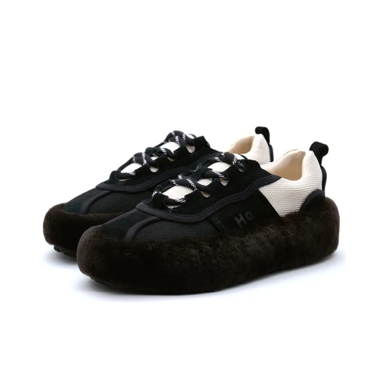 HALF AWAKE Low-Top Platform Shoes Women's Black White-2