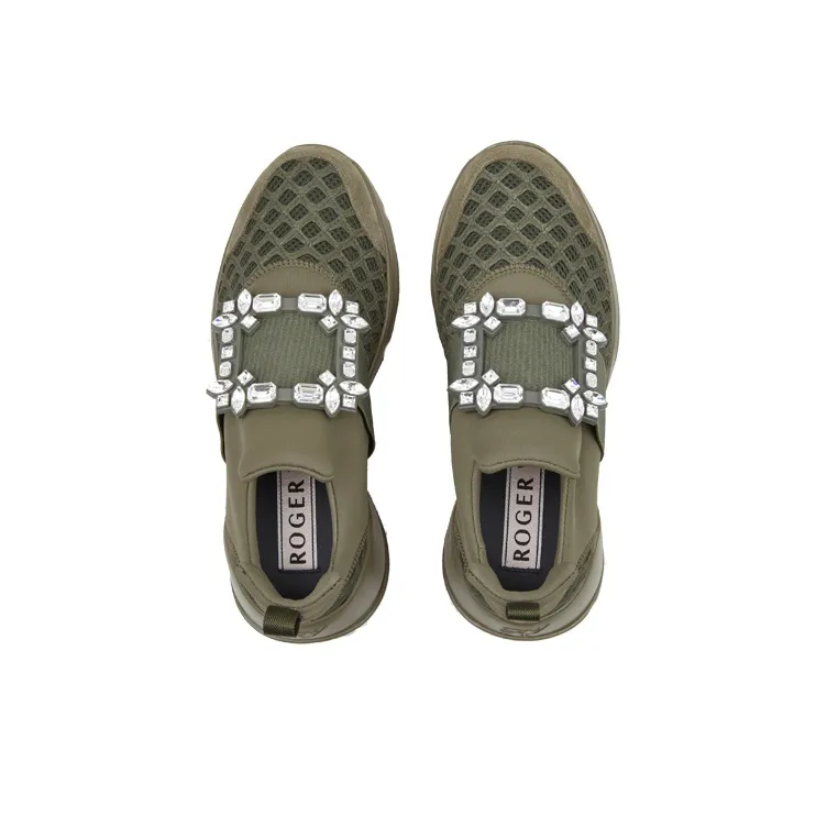 Roger Vivier Low Top Platform Shoes Women's Army Green-3