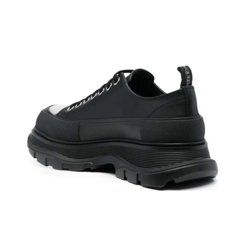Alexander McQueen Tread Slick Lace Up Shoes 'Black White Toe'-4