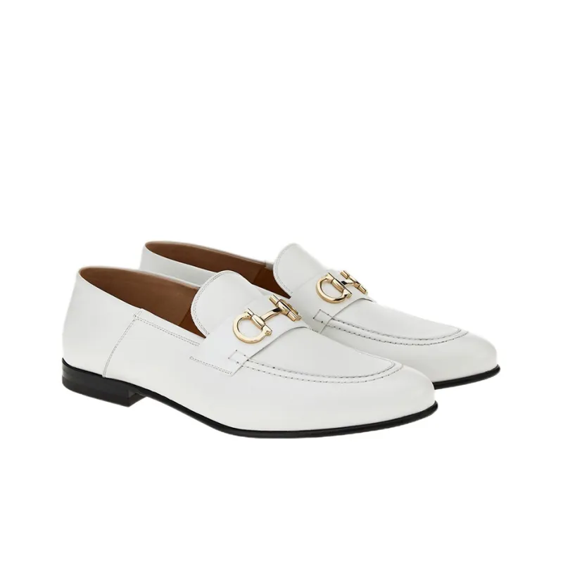 FERRAGAMO GANCINI Loafers Men's White-1