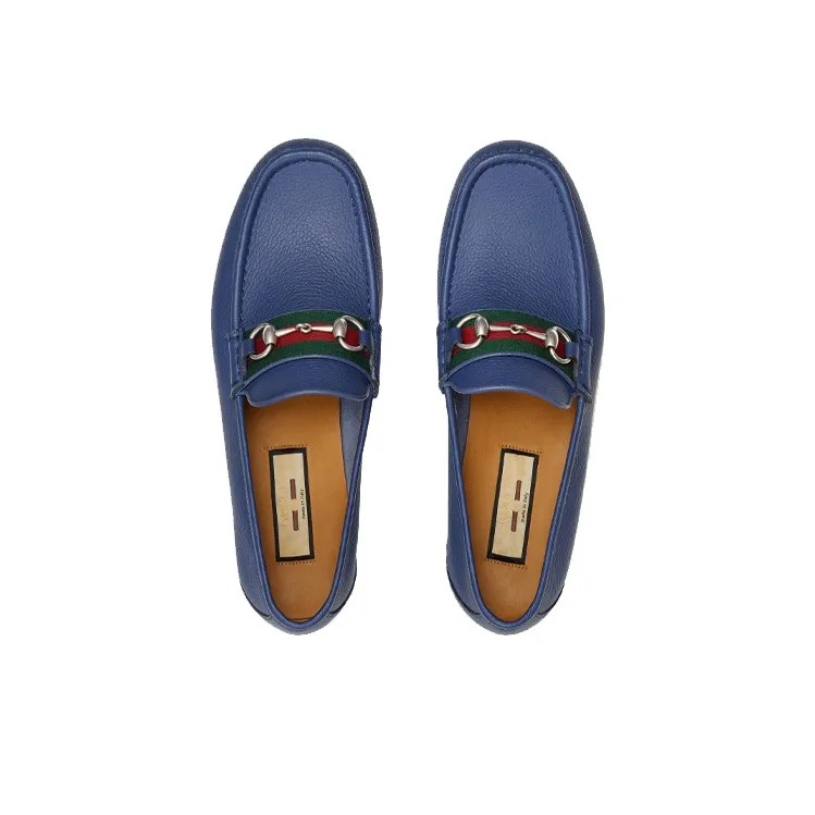 GUCCI Web Stripe Horsebit Loafer 'Washed Indigo'-2