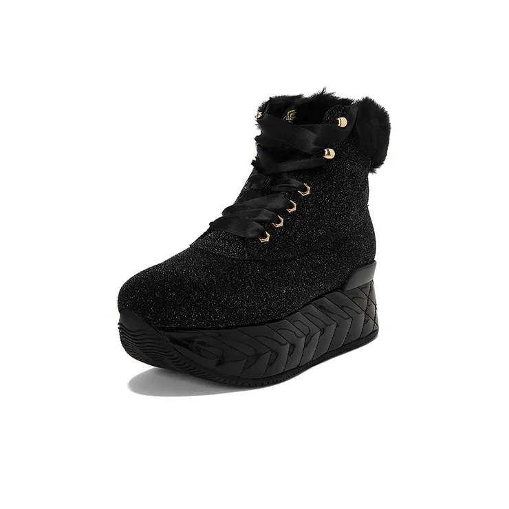 HOGAN H389 High-Top Platform Shoes Women's Follow Black-2