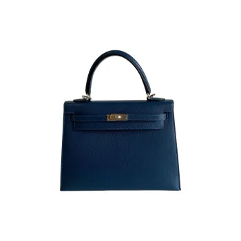 HERMES Kelly Mysore Goat Skin Kelly Bag Handbags Women's S4 Deep Blue Dark Blue