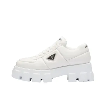 PRADA Monolith Brushed Leather Lace up Shoes 'White' Women's