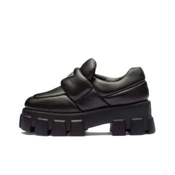 PRADA Soft Padded 55mm Loafers Black Nappa Leather Women's