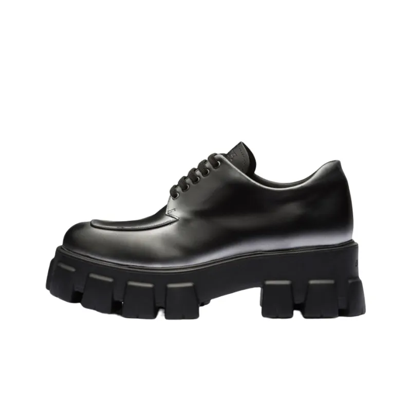 PRADA Moonlith Brushed Leather Lace-up Shoes-0