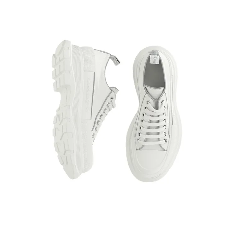 Alexander McQueen Tread Slick Lace Up Shoes 'White Grey'-4