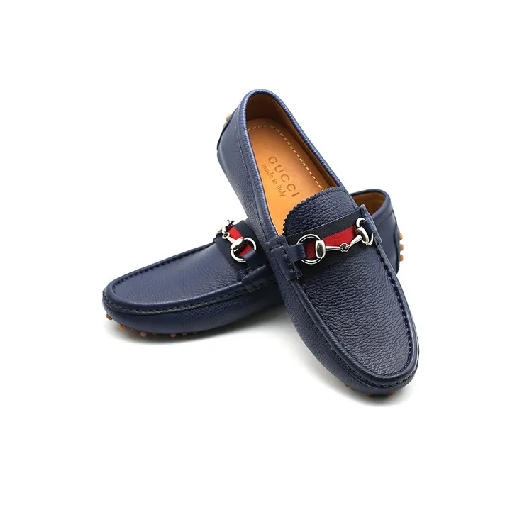 GUCCI Horsebit Gommino Loafers Men Low Top Blue-3