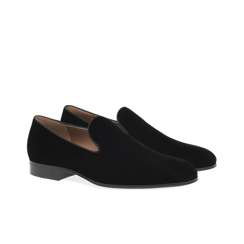 GIANVITO ROSSI Jean Round-toe Velvet Loafers-2