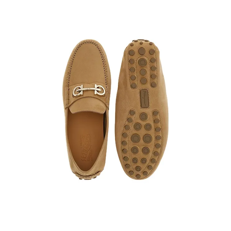 FERRAGAMO Gancini-plaque Suede Loafers-4