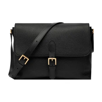 TOM FORD Leather Messenger Bag Shoulder Bag Crossbody Bag Medium Size Men's Black