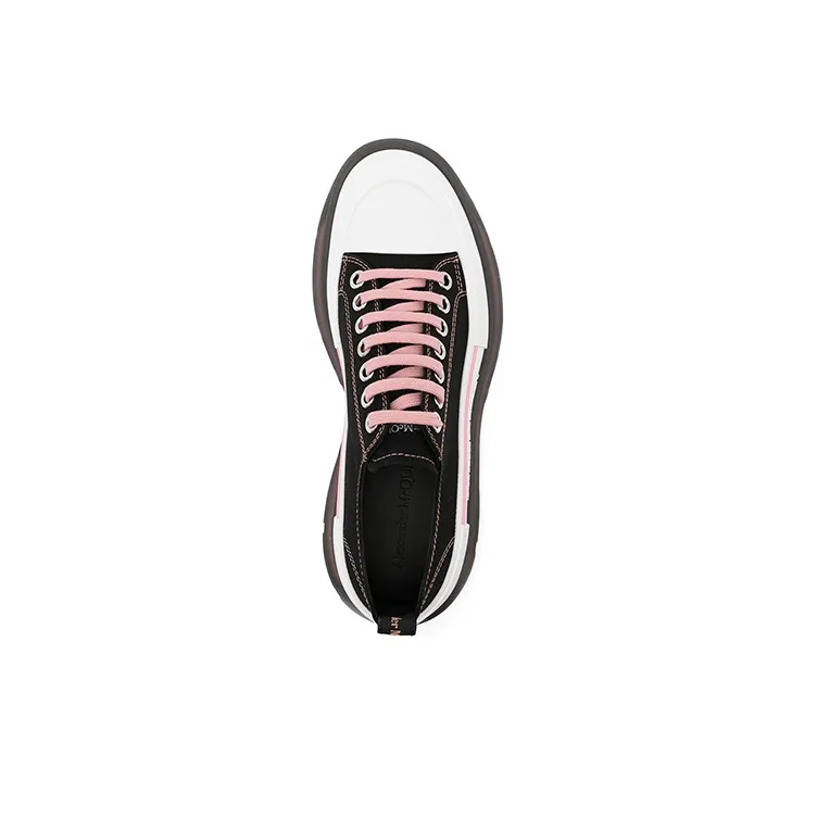 Alexander McQueen Tread Slick Low Lace Up Black Blossom Pink-4