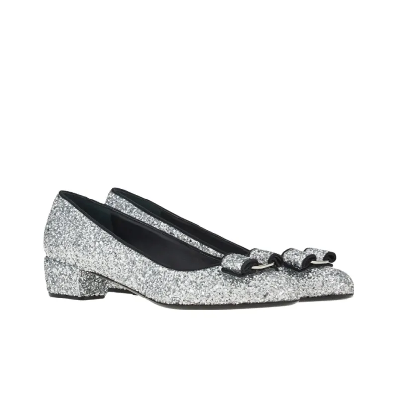 Ferragamo Vara High Heels Women's Silver-1
