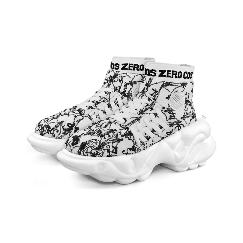 ZERO COSMOS Weightless Collection White Ghost Futuristic Fashion Platform Shoes Unisex Black White-1