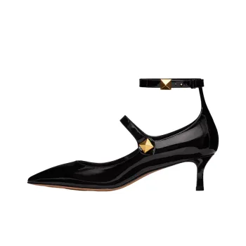 Valentino TIPTOE Slim Heel Mid Low Heel Shoes Women's Black