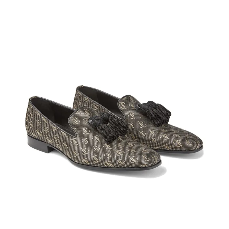 Jimmy Choo Foxley JC Monogram Loafers Men's Gold Black-1