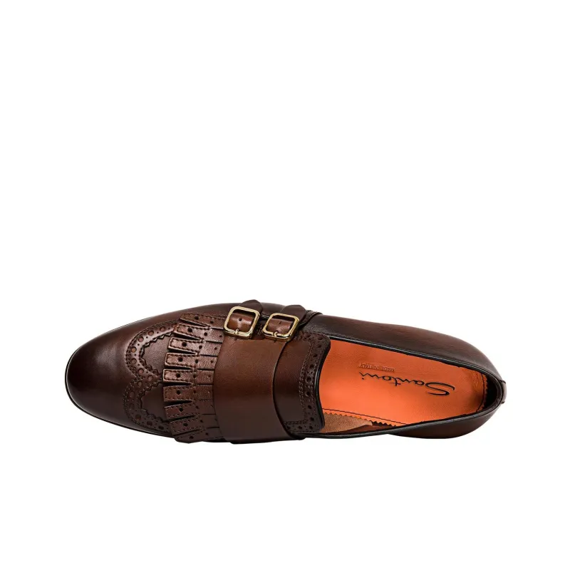 Santoni Double Buckle Almond Toe Loafers-3