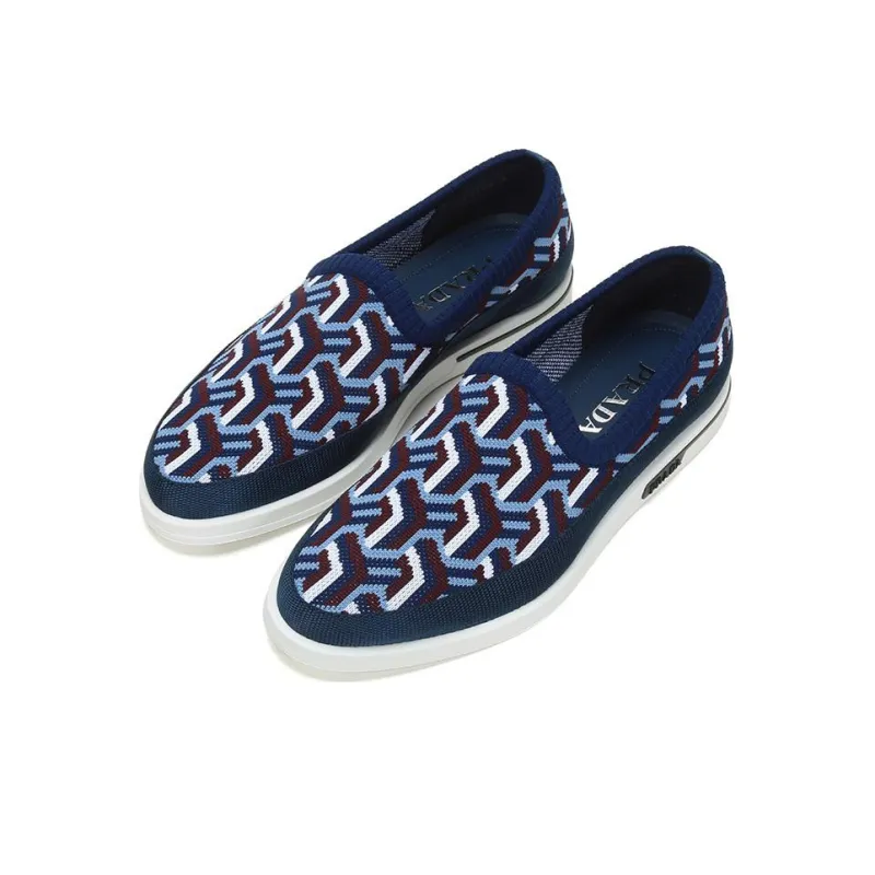 PRADA St Tropez Jacquard Knitted Loafers 'Blue'-2