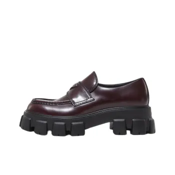PRADA Monolith Casual Shoes Men's Red Brown