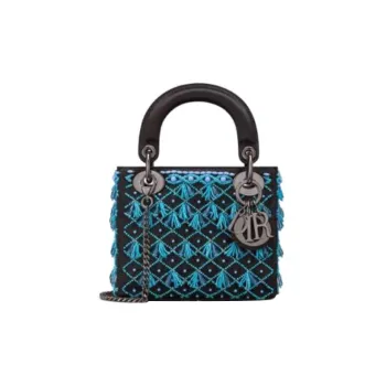 DIOR Lady Dior Satin Lady Dior Bag, Shoulder Bag, Crossbody Bag, Handbag Mini Women's Black/Blue