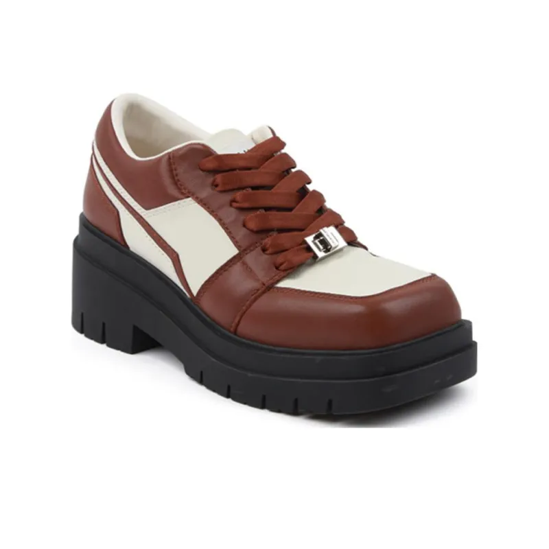CALVINLUO Platform Shoes Unisex Coffee White-1