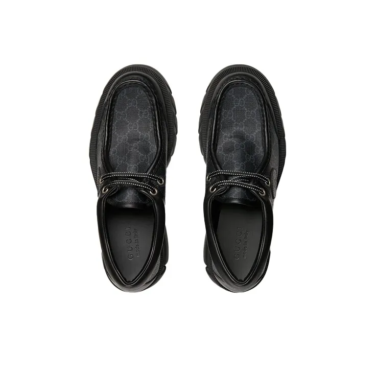 GUCCI Lace Up Gg Monogram Black-2