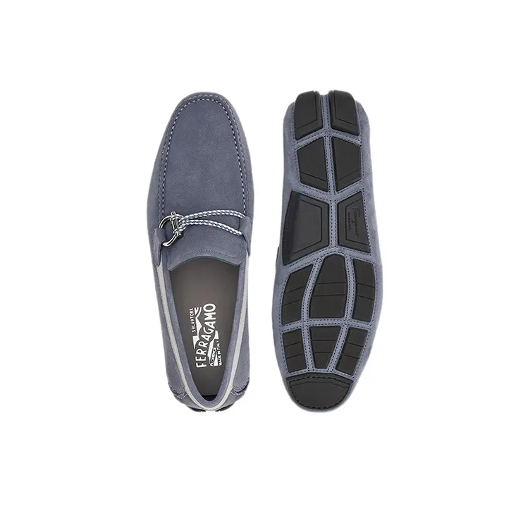 FERRAGAMO Gancini Casual Shoes Men's Blue-4