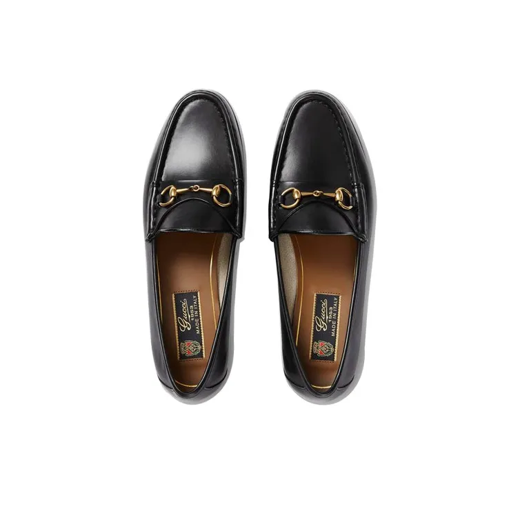 GUCCI 1953 Horsebit Loafers Black Leather Women's-3