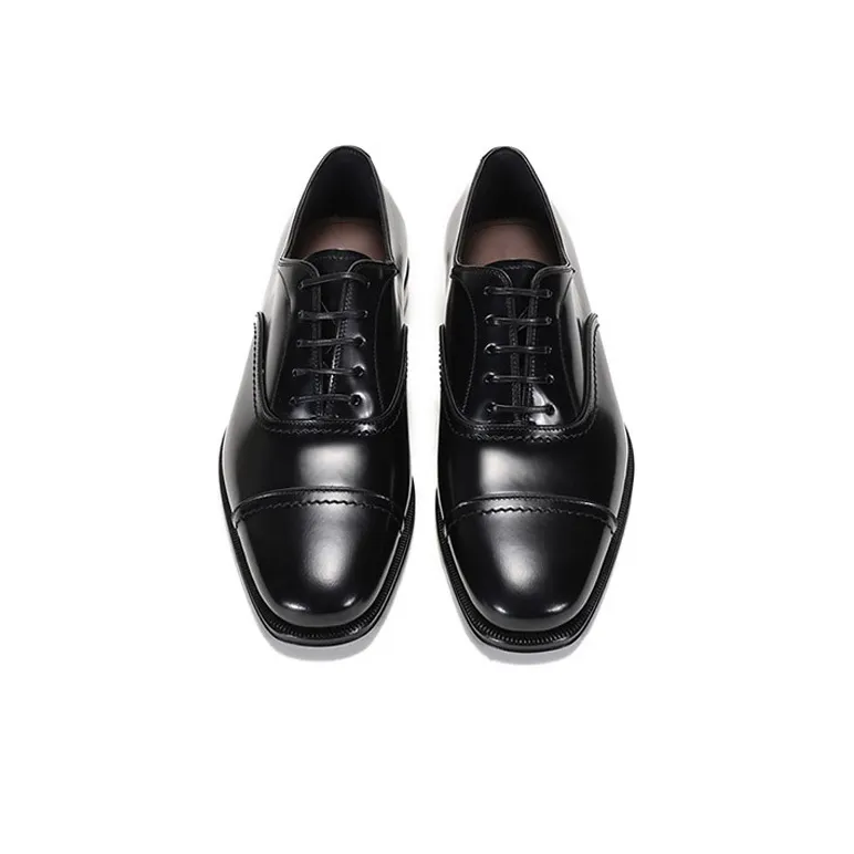 FERRAGAMO Seul Collection Cap Toe Oxford Leather Shoes Men's Black-3