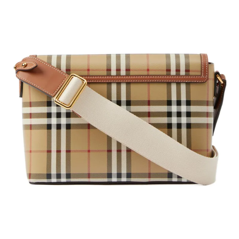 Burberry Check And Leather Note Bag Briar Brown-5
