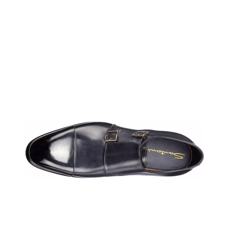 Santoni Buckle Detailed Slip On Monk Shoes-3