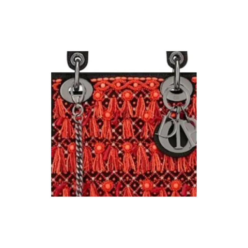 DIOR Lady Dior Satin Lady Dior Bag, Shoulder Bag, Crossbody Bag, Handbag Mini Women's Black/Red-1