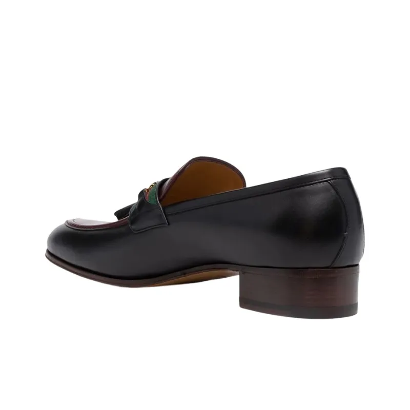 GUCCI Logo-plaque Almond-toe Loafers-3