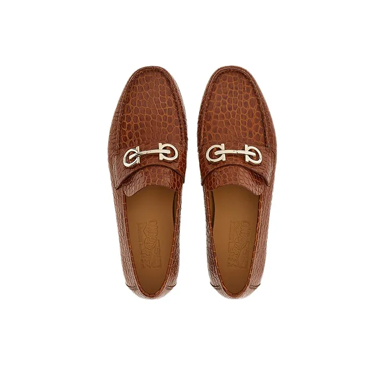 FERRAGAMO Galileo Crocodile-embossed Loafers-2
