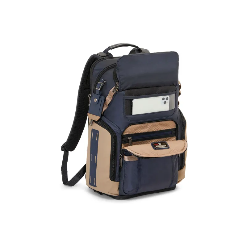 TUMI Alpha Bravo Nylon Backpack Women's Blue & Brown-4