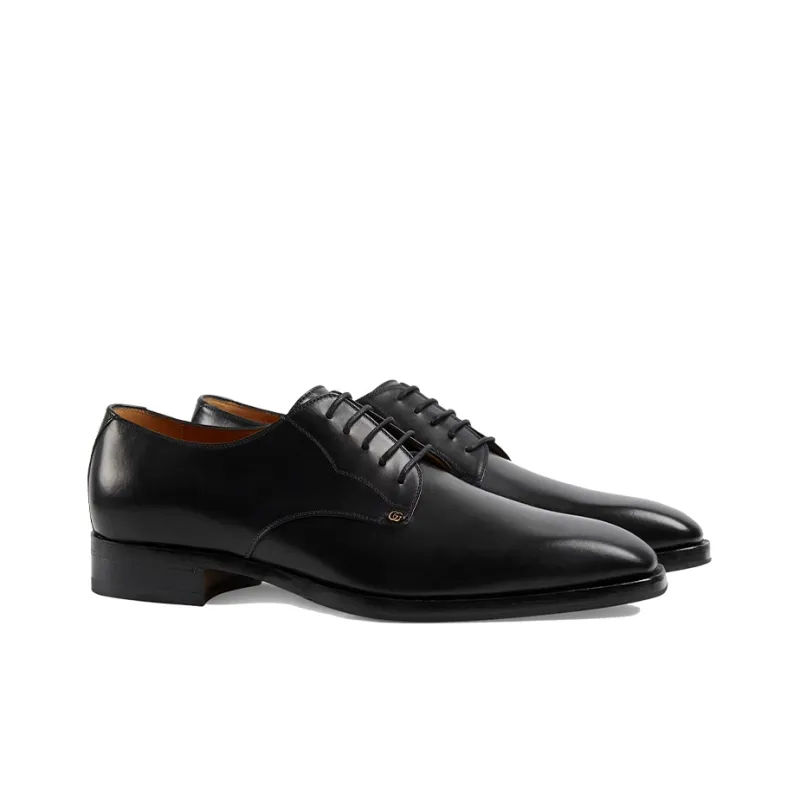 GUCCI Double G Leather Derby Shoes-2