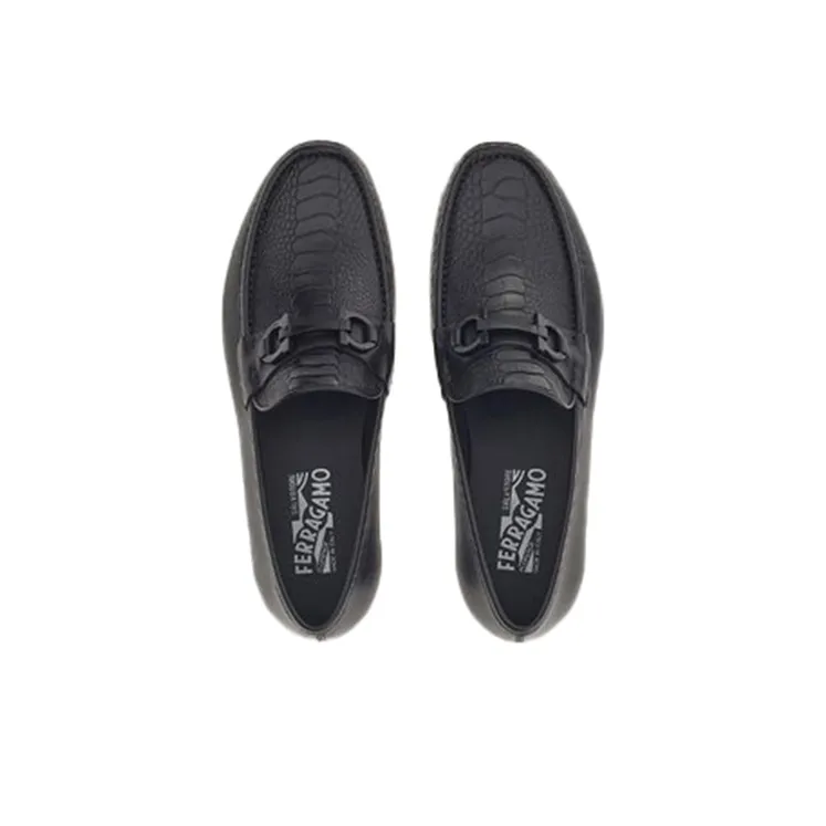 FERRAGAMO Crocodile-Embossed Leather Loafers-2