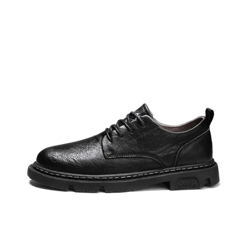 Jeep Leather Casual Shoes Men's Black-0