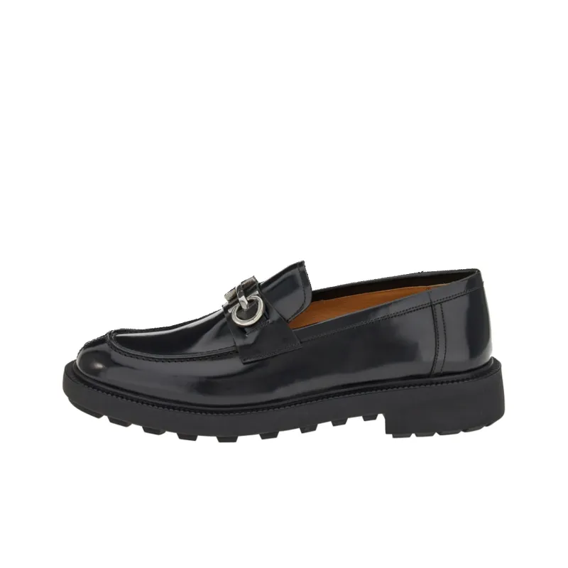 FERRAGAMO Gancini-plaque Leather Loafers-0