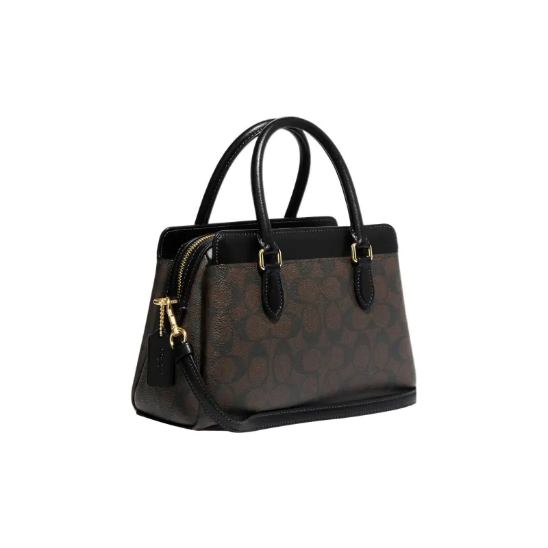 COACH Darcie Coated Canvas And Smooth Leather Shoulder Bag Crossbody Bag Handbag Mini Women's Black-1
