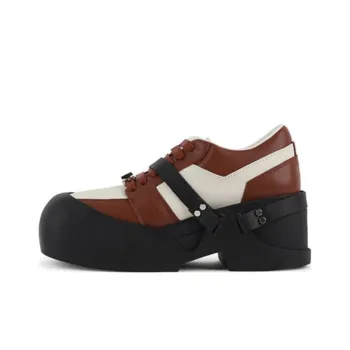 CALVINLUO Platform Shoes Unisex Coffee White