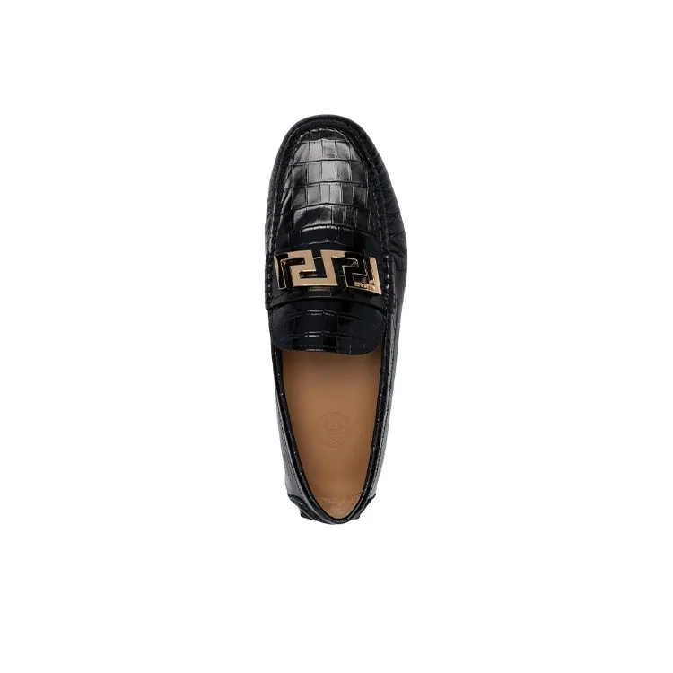VERSACE Greca Loafer Croc Black-3