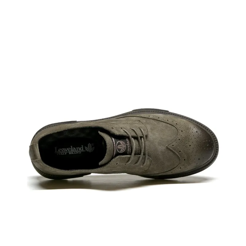 LEAVELAND Men's Casual Shoes Men Low Top Khaki/Gray-3