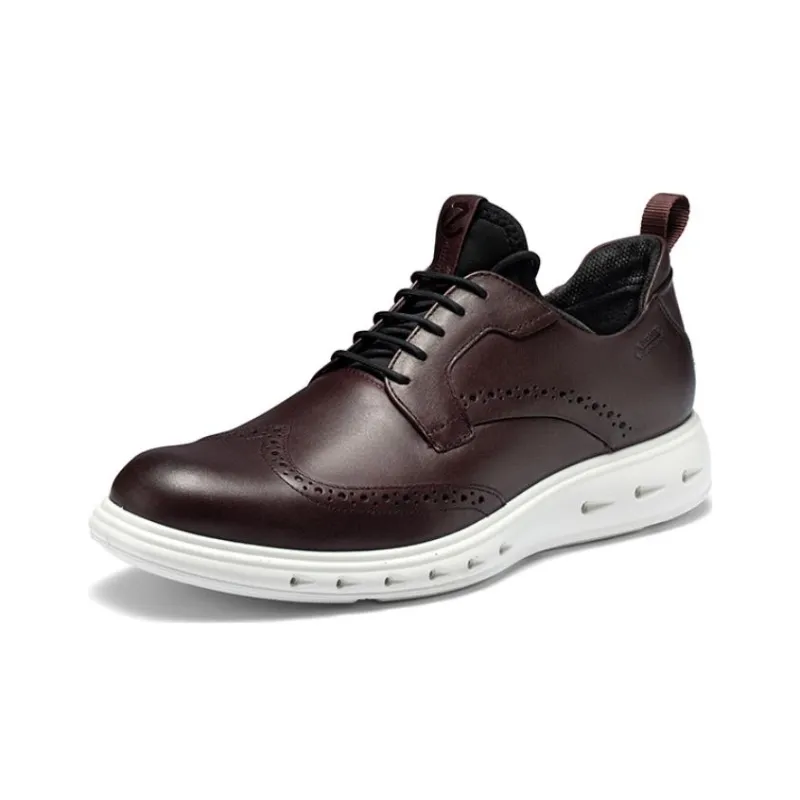 Ecco Hybrid Waterproof 720 Casual Leather Shoes Men's Dark Burgundy-1