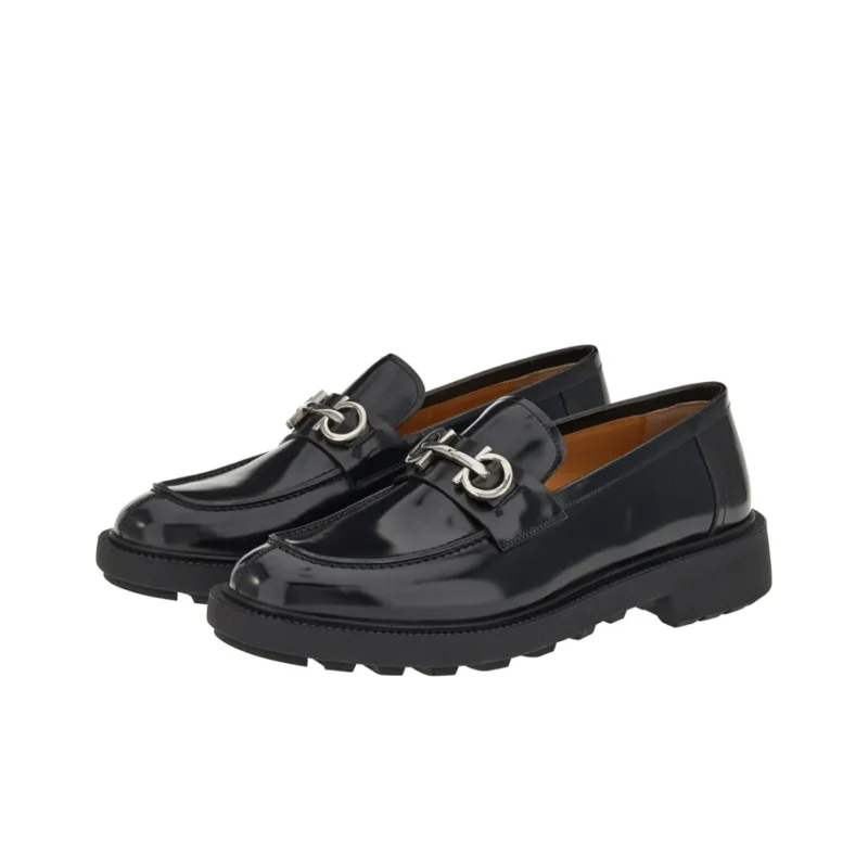 FERRAGAMO Gancini-plaque Leather Loafers-2