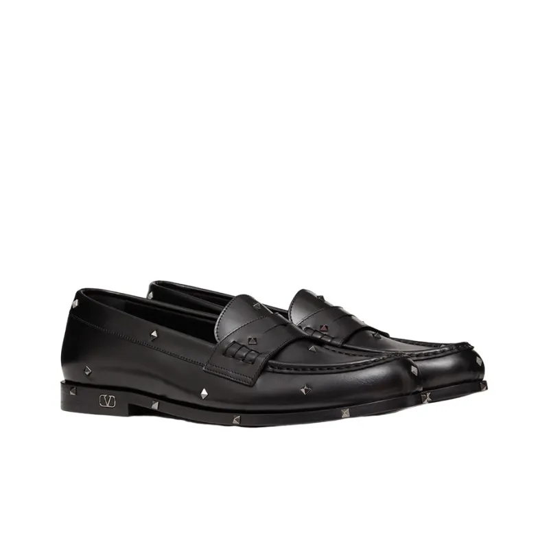 Valentino Aristopunk Stud Calfskin Loafer 'Black'-1