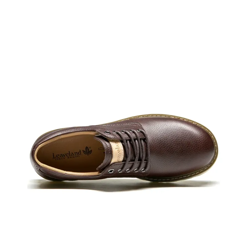 LEAVELAND Men's Casual Shoes Men Low Top Black/Brown-8